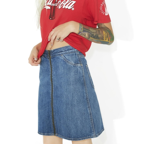 26 Levi's Orange Tab A-Line Zip Front Mini Skirt - Picture 3 of 13